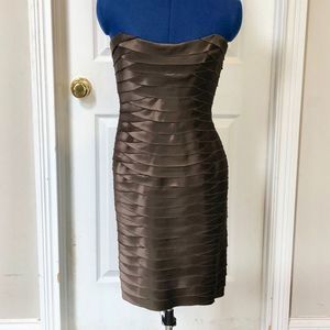 BCBG Maxazria Brown Layered Strapless Dress - Size